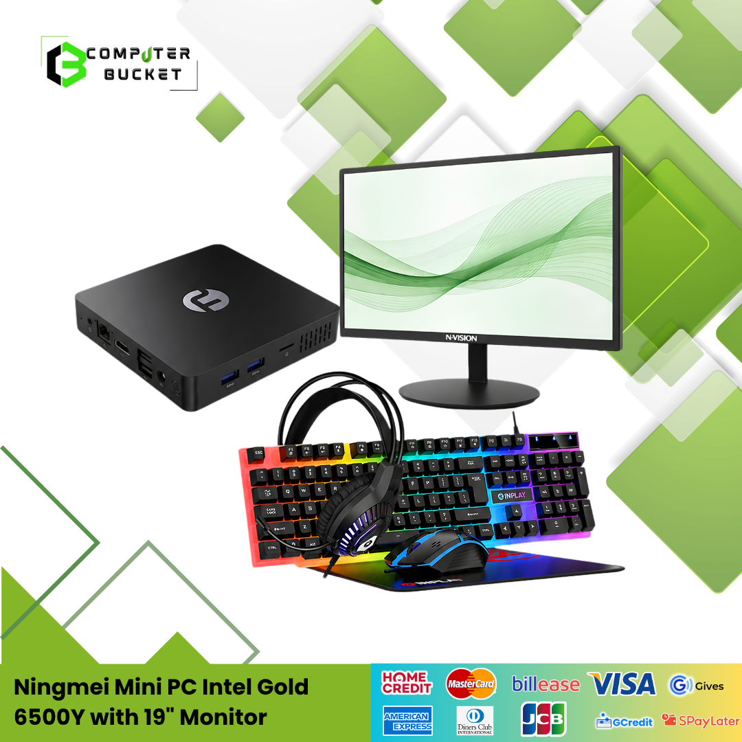 Ningmei Mini PC Intel Gold 6500Y with 19" Monitor