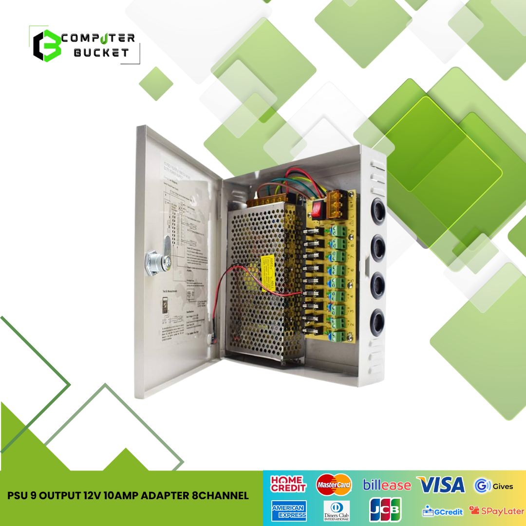 CCTV:PSU 9 OUTPUT 12V 10AMP ADAPTER 8CHANNEL