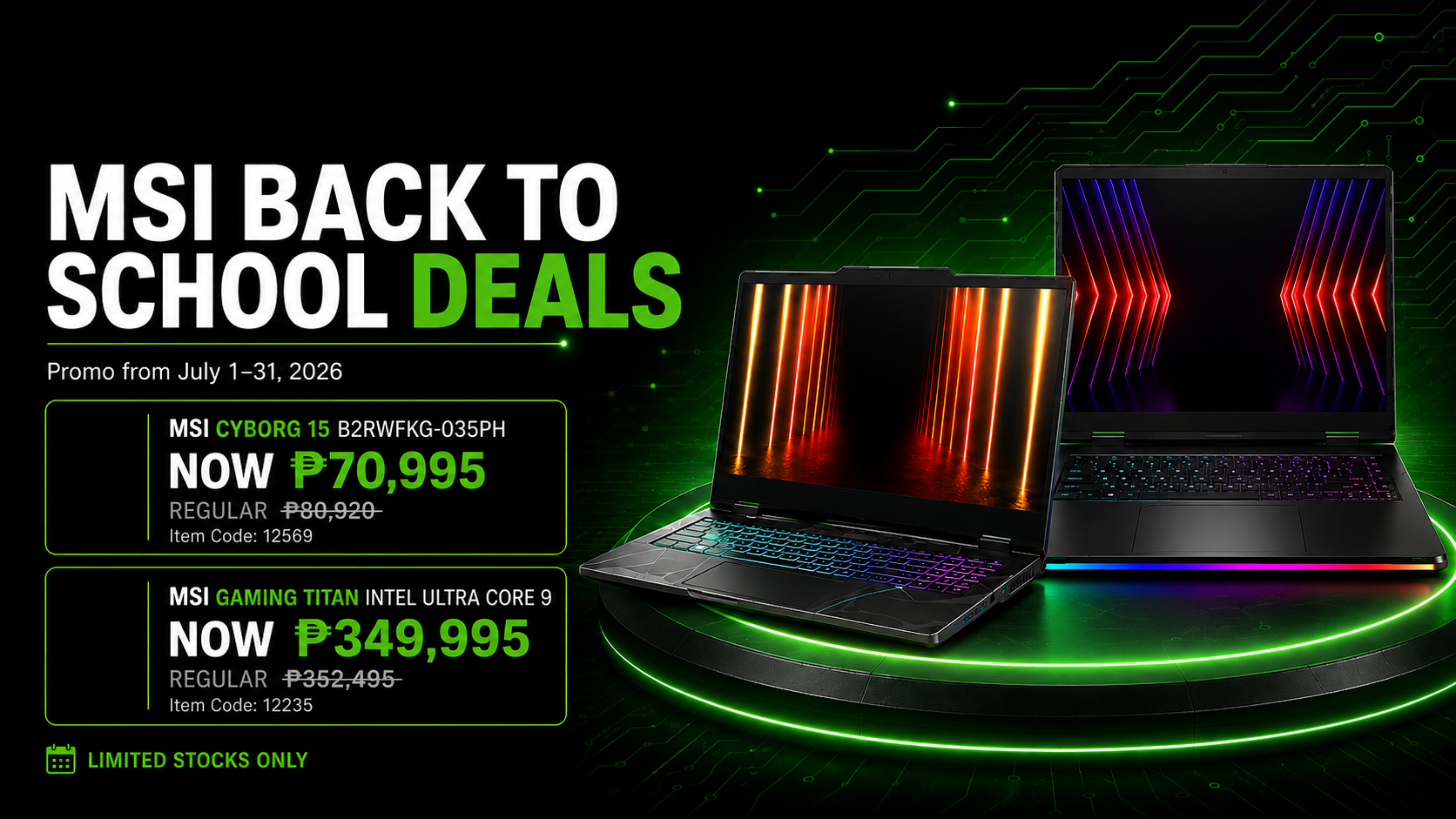 MSI back to school deals promo