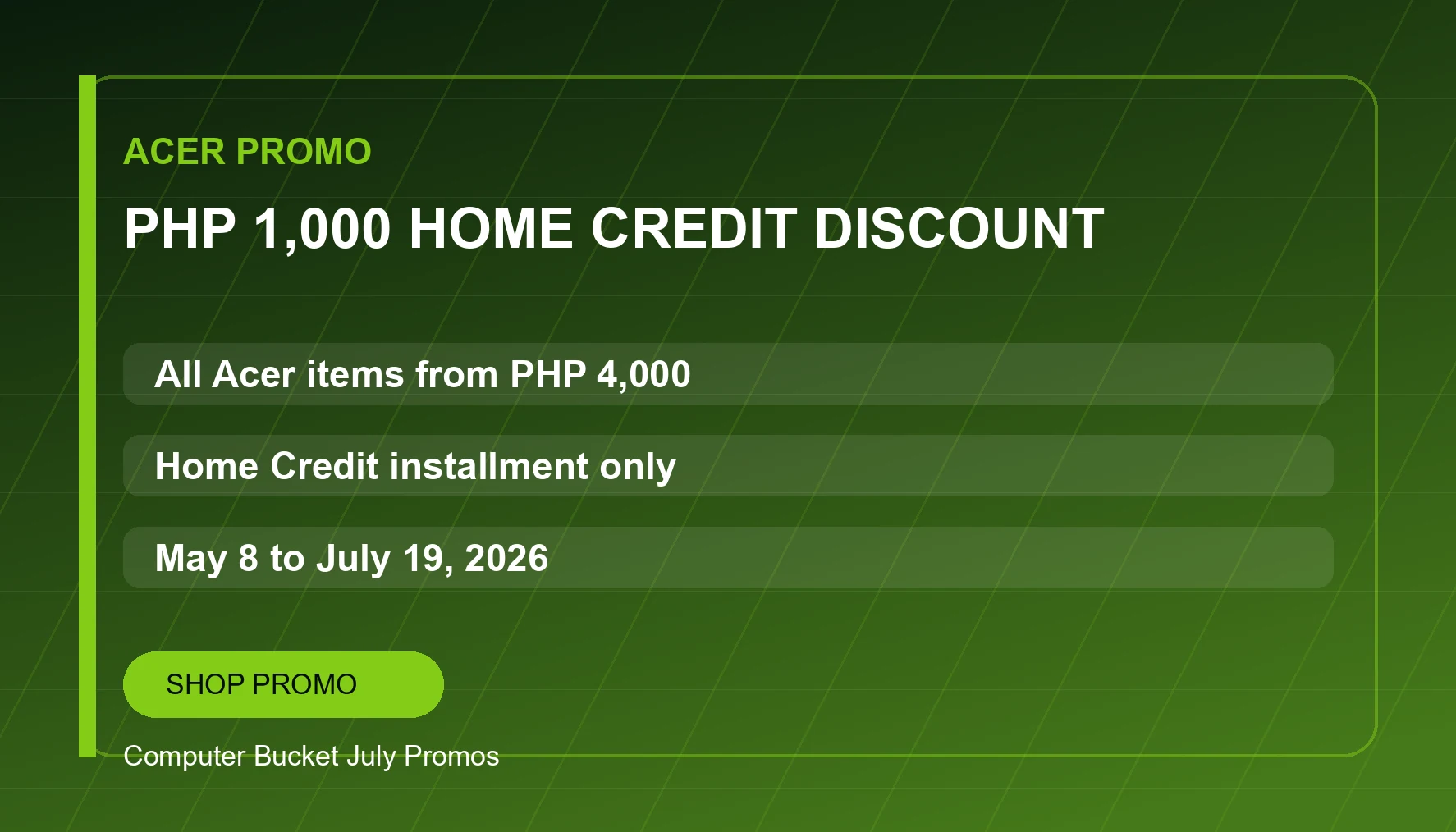 Acer Home Credit Discount Promo