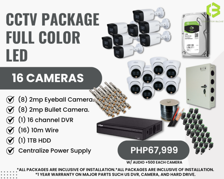 CCTV PACKAGE FULL COLOR LED 16 CAMERAS