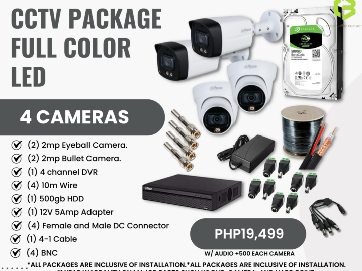 CCTV PACKAGE FULL COLOR LED 4 CAMERAS