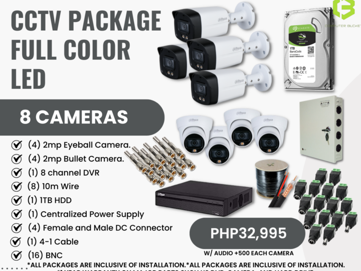 CCTV PACKAGE FULL COLOR LED 8 CAMERAS