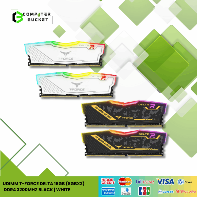 UDIMM T-FORCE DELTA 16GB (8GBX2) DDR4 3200MHz BLACK | WHITE