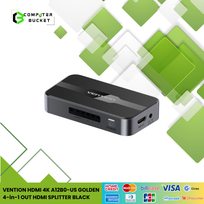 VENTION HDMI 4K A12B0-US GOLDEN 4-in-1 OUT HDMI SPLITTER BLACK